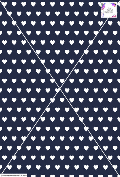 Heart Design - 2cm - Navy & White
