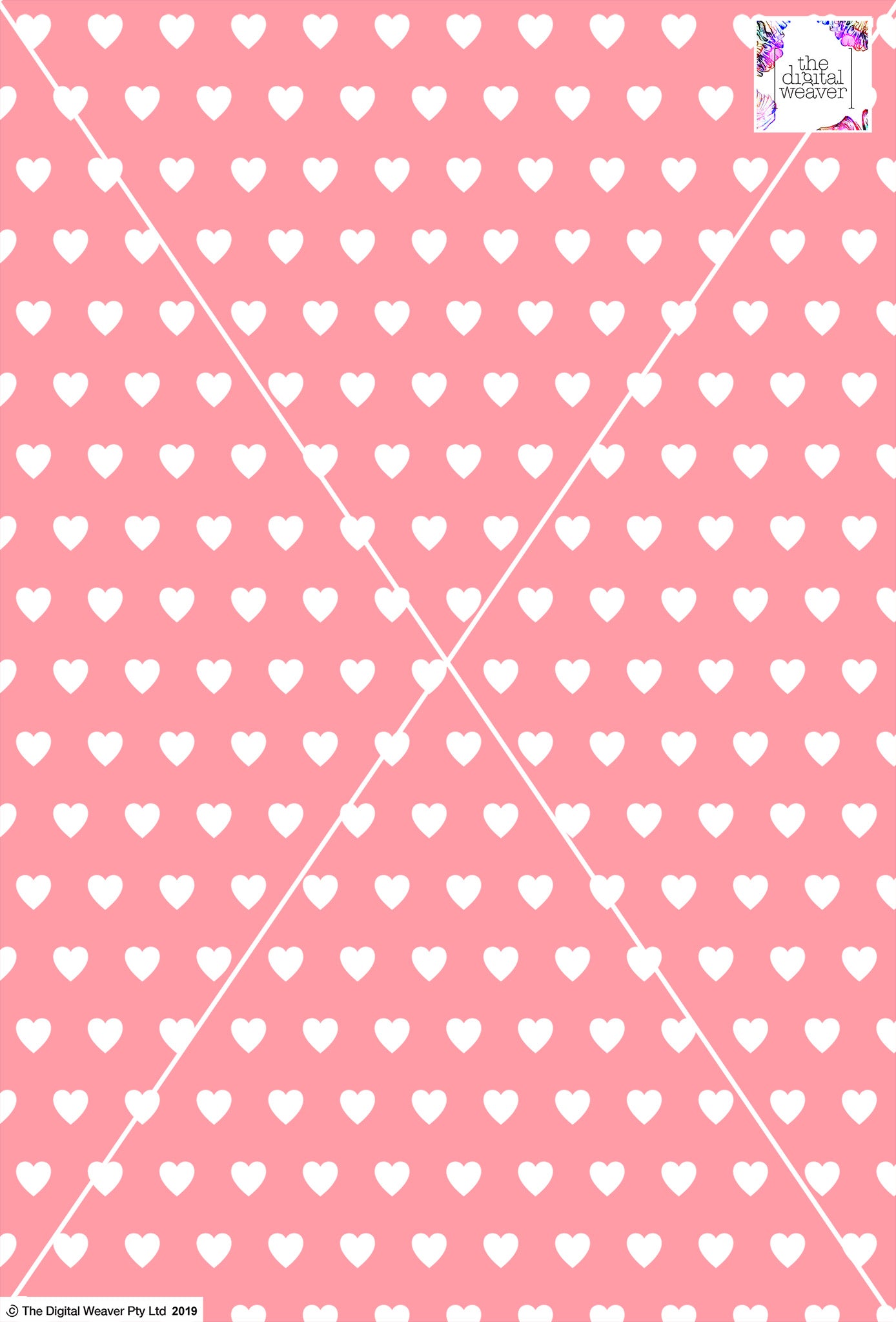 Heart Design - 2cm - Rose & White