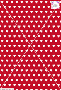 Heart Design - 2cm - Ruby & White