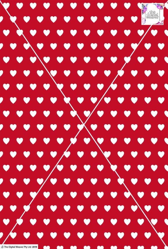 Heart Design - 2cm - Ruby & White