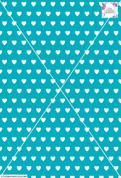 Heart Design - 2cm - Teal& White