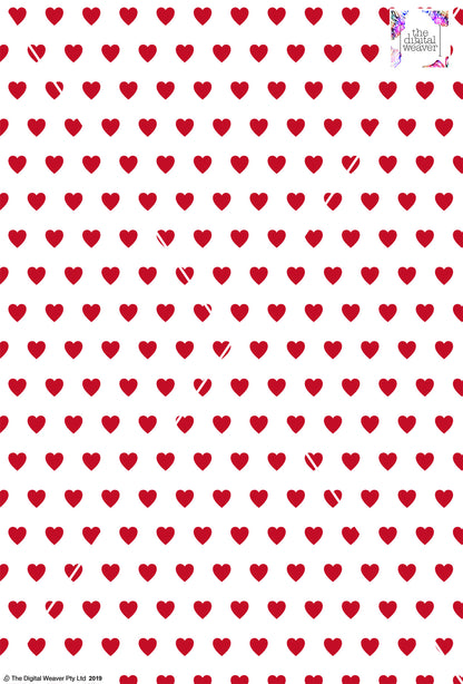 Heart Design 2cm - White & Ruby