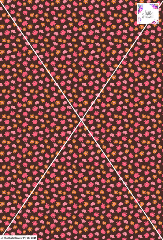 Ditsy Floral - 10mm - Chocolate & Pinks