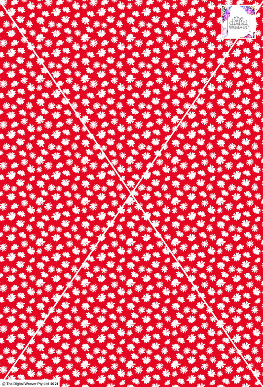 Ditsy Floral - 10mm - Red & White