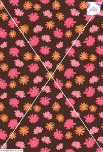 Retro Floral - 40mm - Chocolate & Pinks