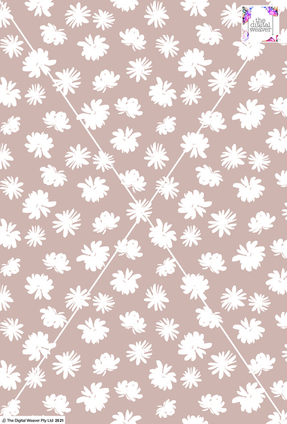 Retro Floral - 40mm - Latte & White