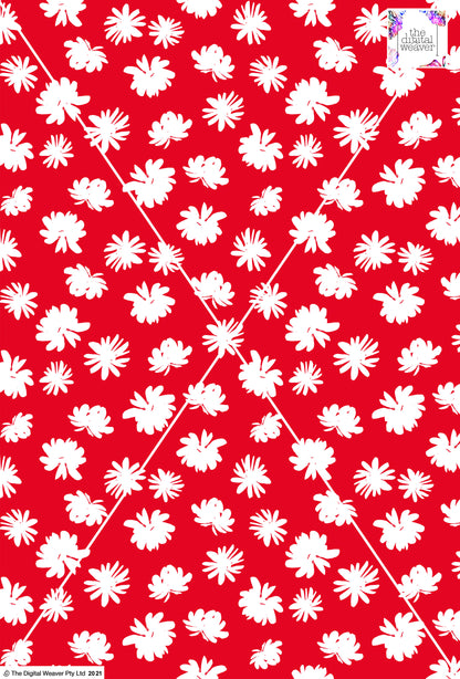 Retro Floral - 40mm - Red & White