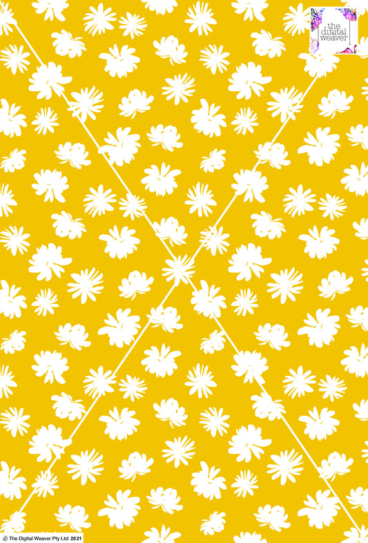 Retro Floral - 40mm - Sun & White