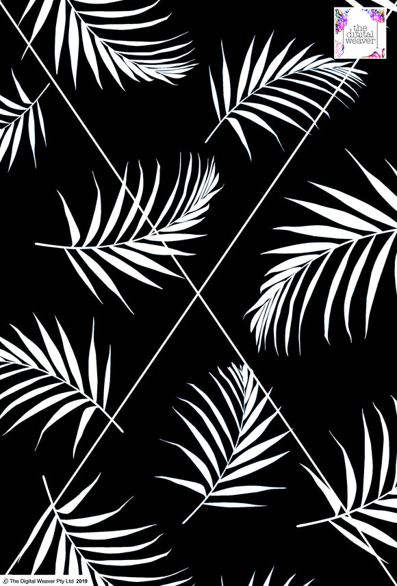 Tropical Leaf - 100mm - Black & White