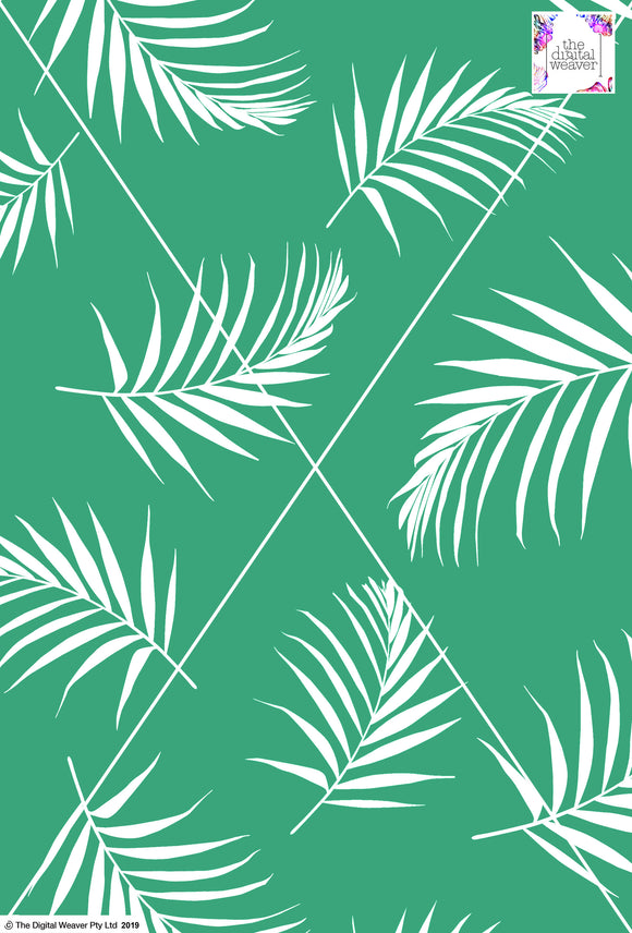Tropical Leaf - 100mm - Green & White