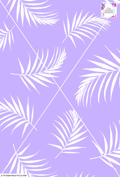 Tropical Leaf - 100mm - Lilac & White