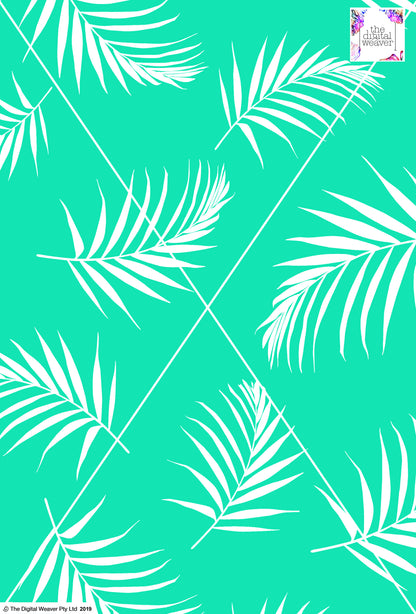 Tropical Leaf - 100mm - Mint & White