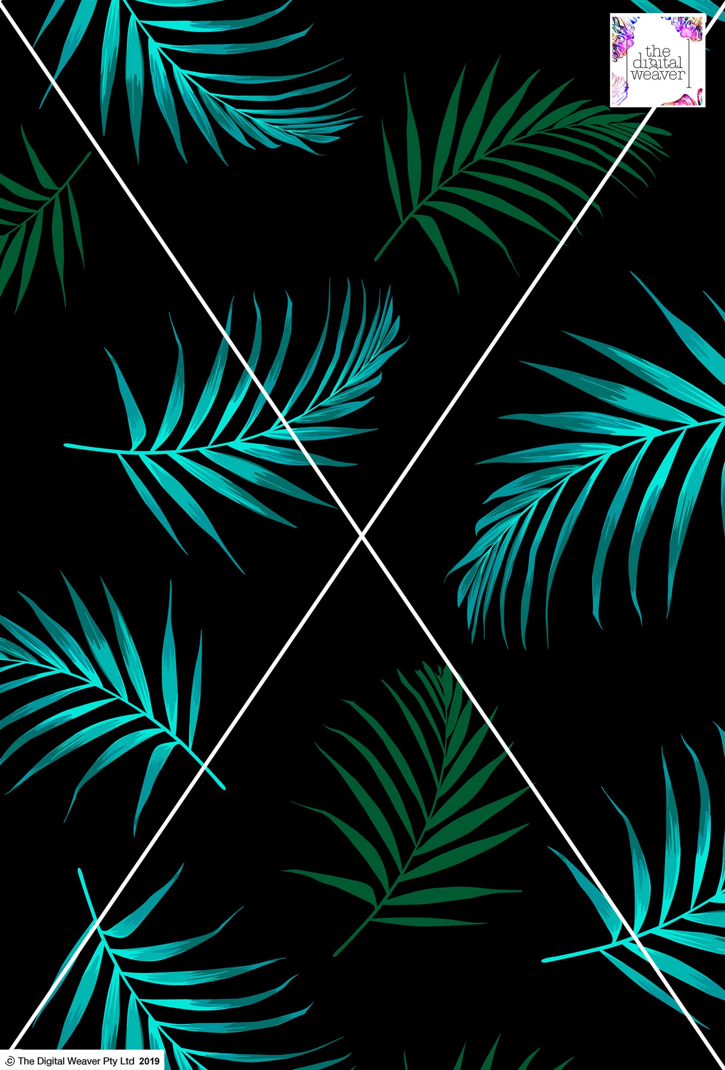 Tropical Leaf - 100mm - Black & Greens