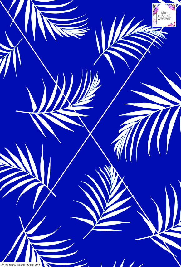 Tropical Leaf - 100mm - Cobalt Blue & White