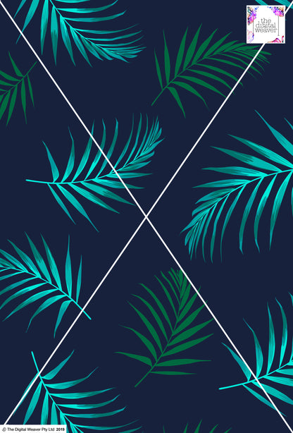 Tropical Leaf - 100mm - Navy & Greens