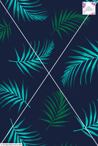 Tropical Leaf - 100mm - Navy & Greens