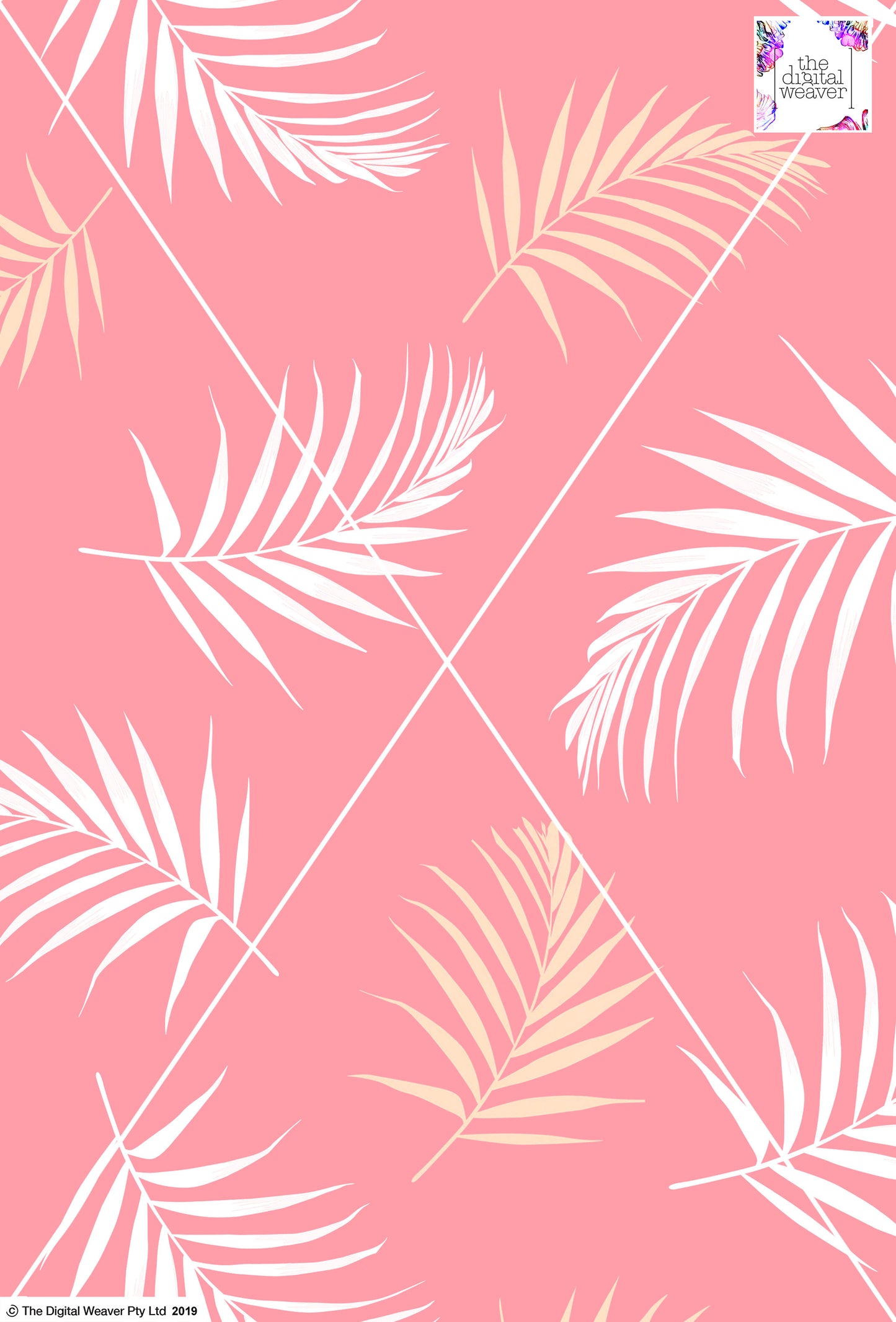 Tropical Leaf - 100mm - Pink & White
