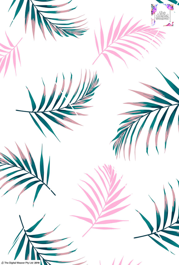 Tropical Leaf - 100mm - White & Pink & Green