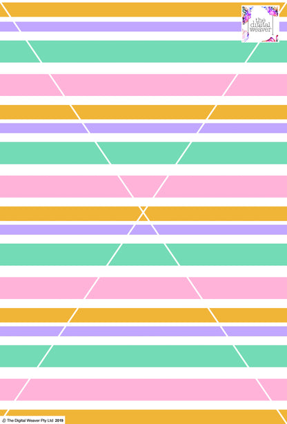 Stripe Multi - 13mm - White & Mint & Lilac