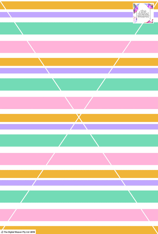 Stripe Multi - 13mm - White & Mint & Lilac